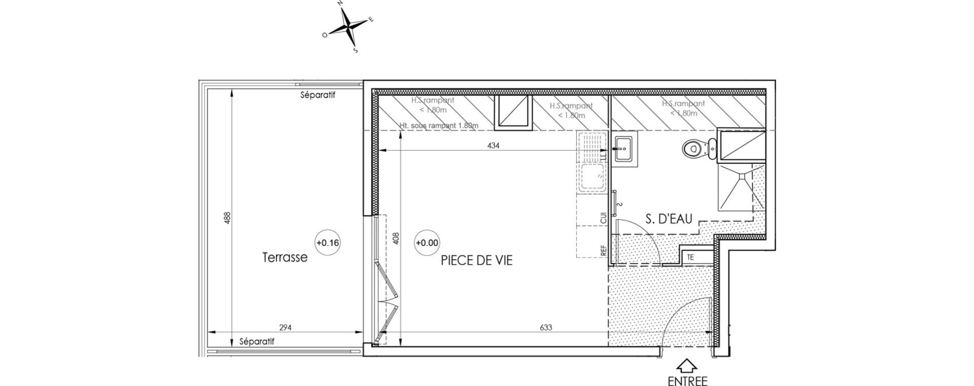 Appartement T1 de 26,74 m2 &agrave; La Trinit&eacute; Centre