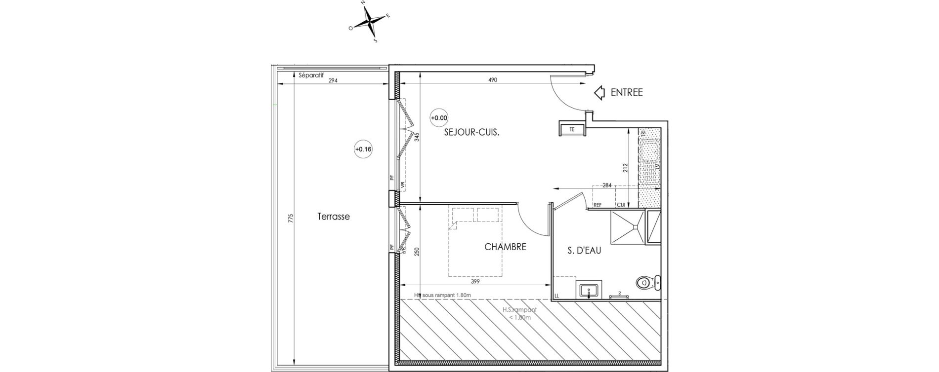 Appartement T2 de 37,23 m2 &agrave; La Trinit&eacute; Centre