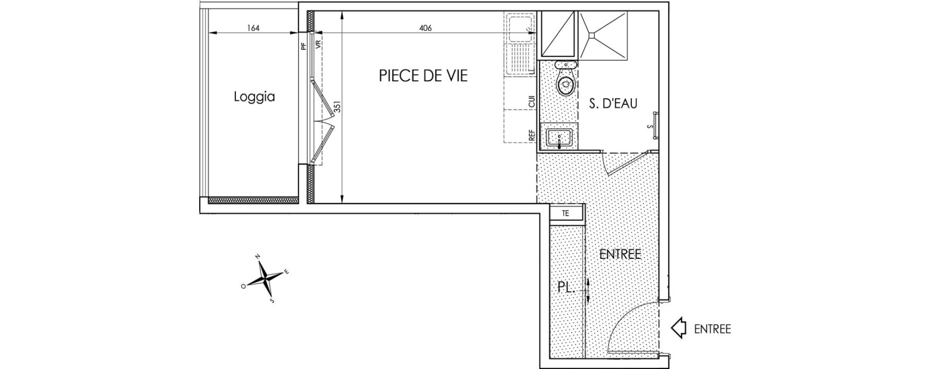 Appartement T1 de 21,21 m2 &agrave; La Trinit&eacute; Centre