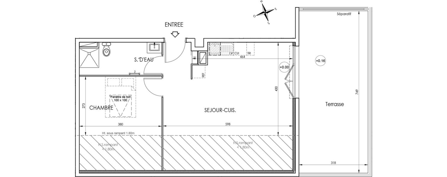 Appartement T2 de 40,81 m2 &agrave; La Trinit&eacute; Centre