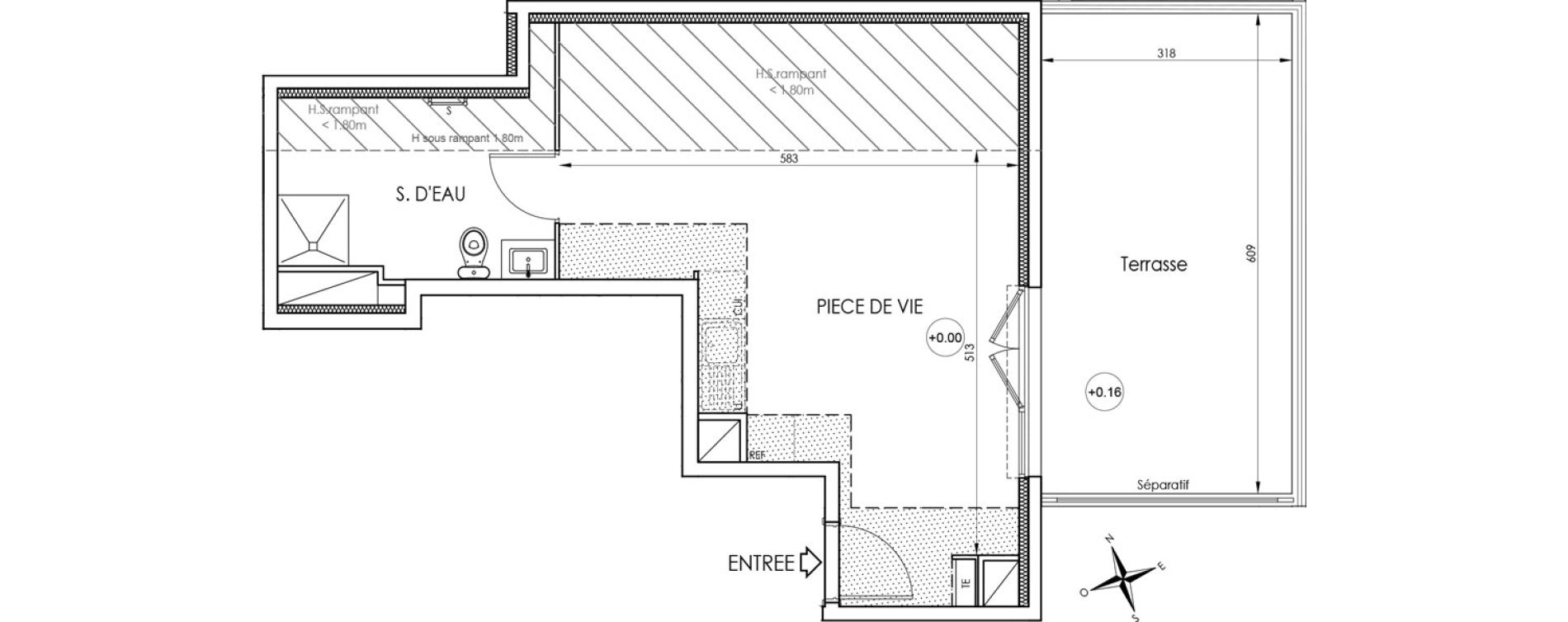 Appartement T1 de 27,73 m2 &agrave; La Trinit&eacute; Centre