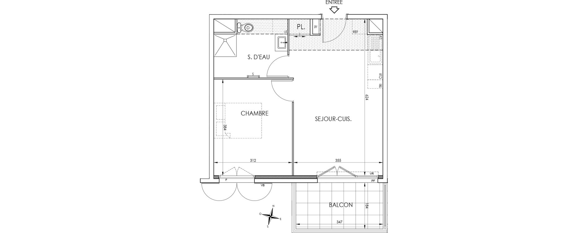 Appartement T2 de 40,25 m2 &agrave; La Trinit&eacute; Centre