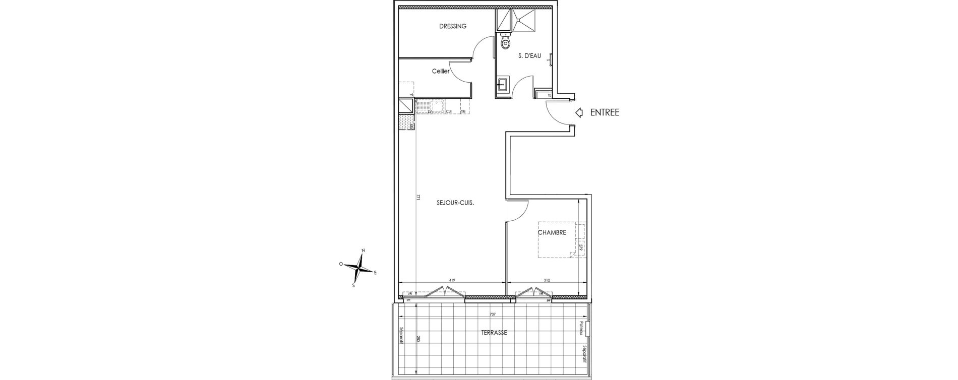 Appartement T2 de 66,60 m2 &agrave; La Trinit&eacute; Centre