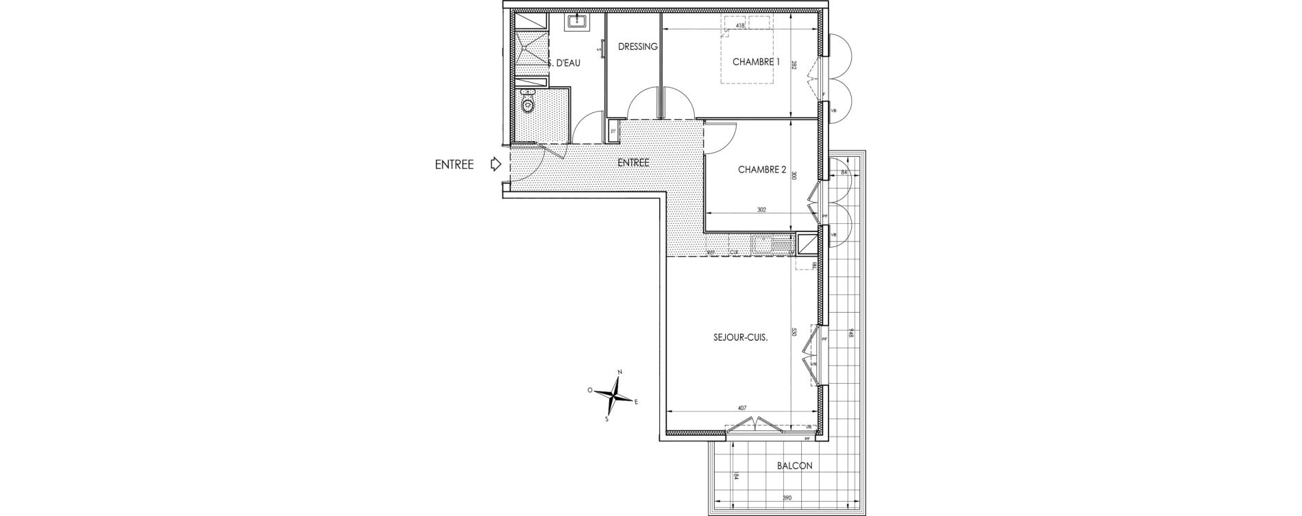 Appartement T3 de 62,81 m2 &agrave; La Trinit&eacute; Centre