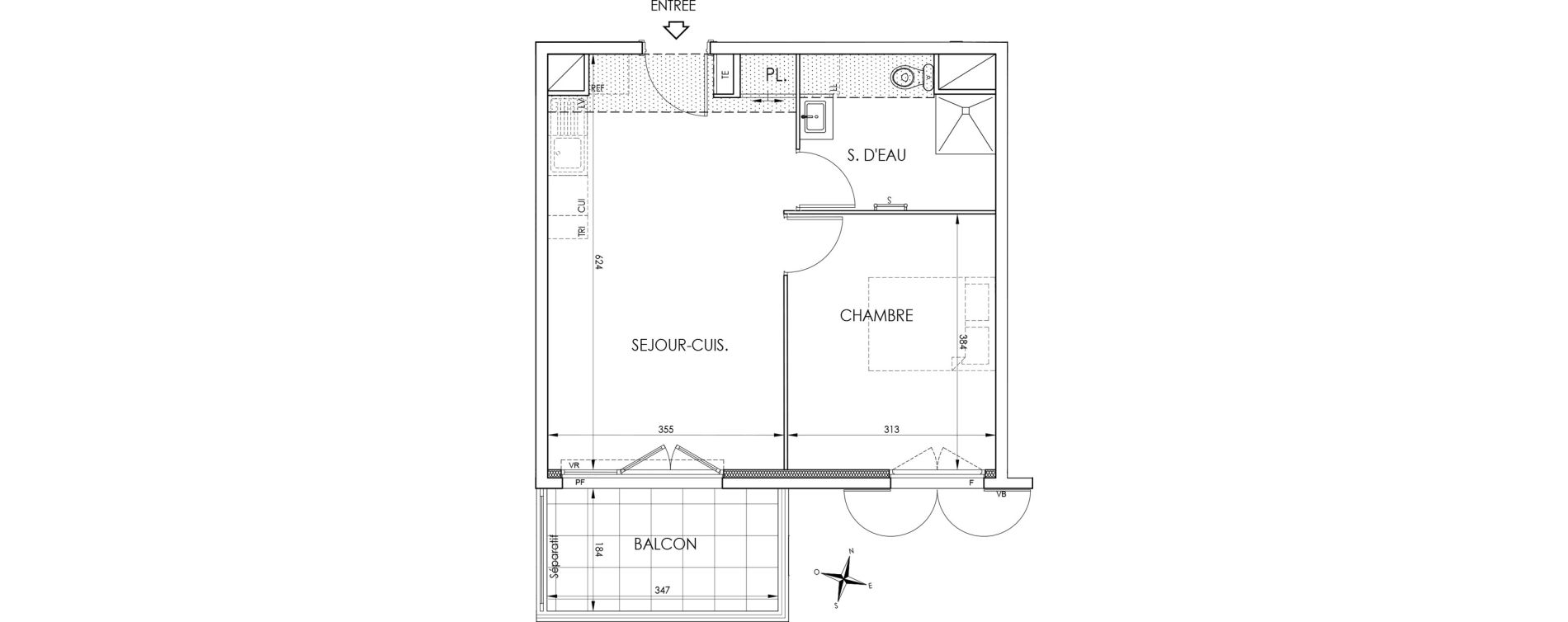 Appartement T2 de 40,27 m2 &agrave; La Trinit&eacute; Centre