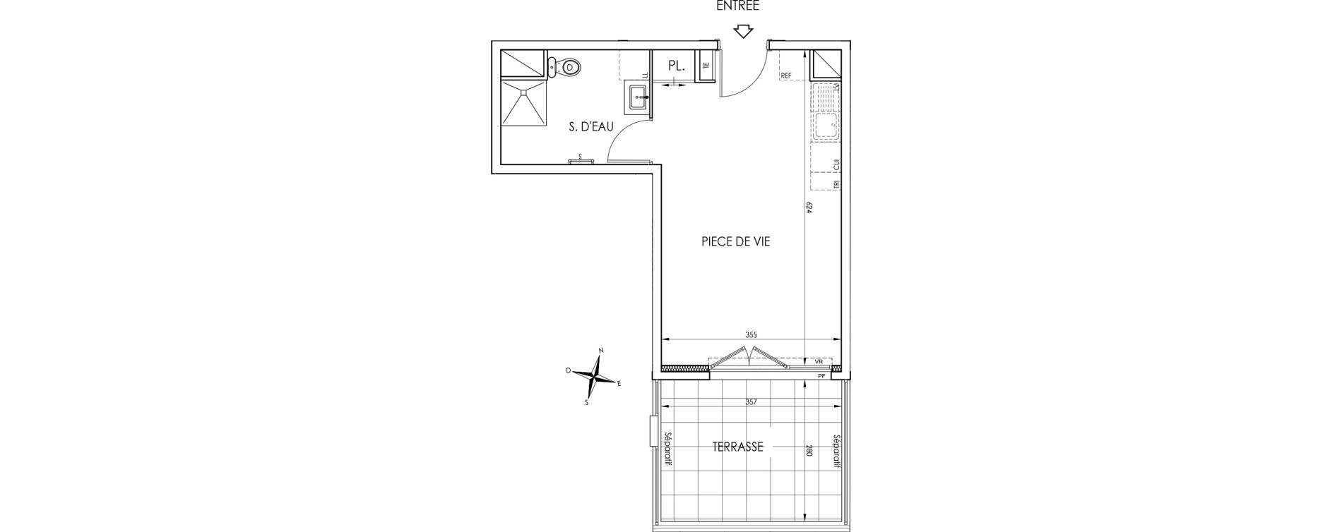 Appartement T1 de 28,02 m2 &agrave; La Trinit&eacute; Centre