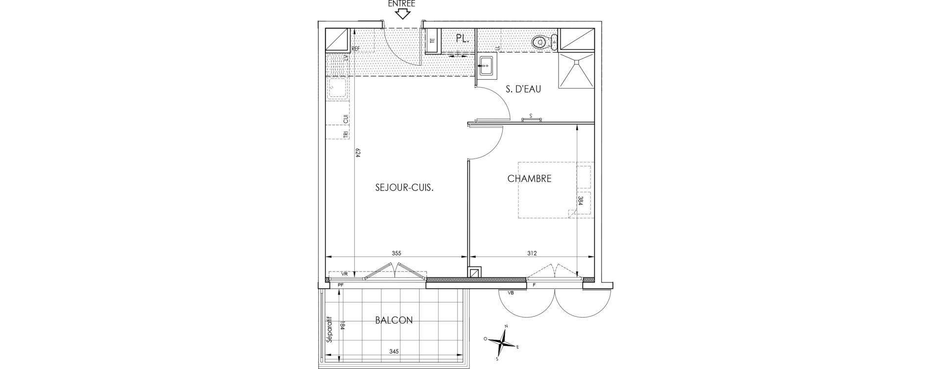 Appartement T2 de 40,18 m2 &agrave; La Trinit&eacute; Centre