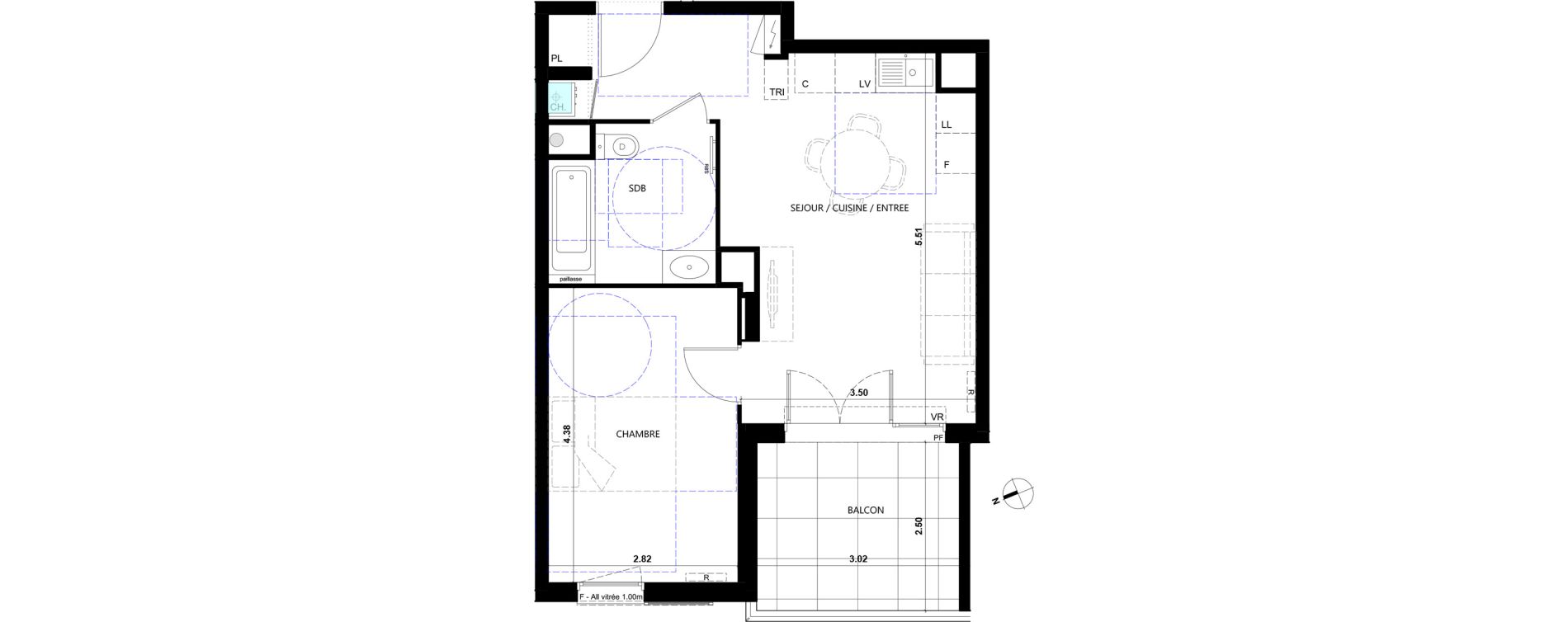 Appartement T2 de 41,66 m2 &agrave; La Trinit&eacute; Le rostit