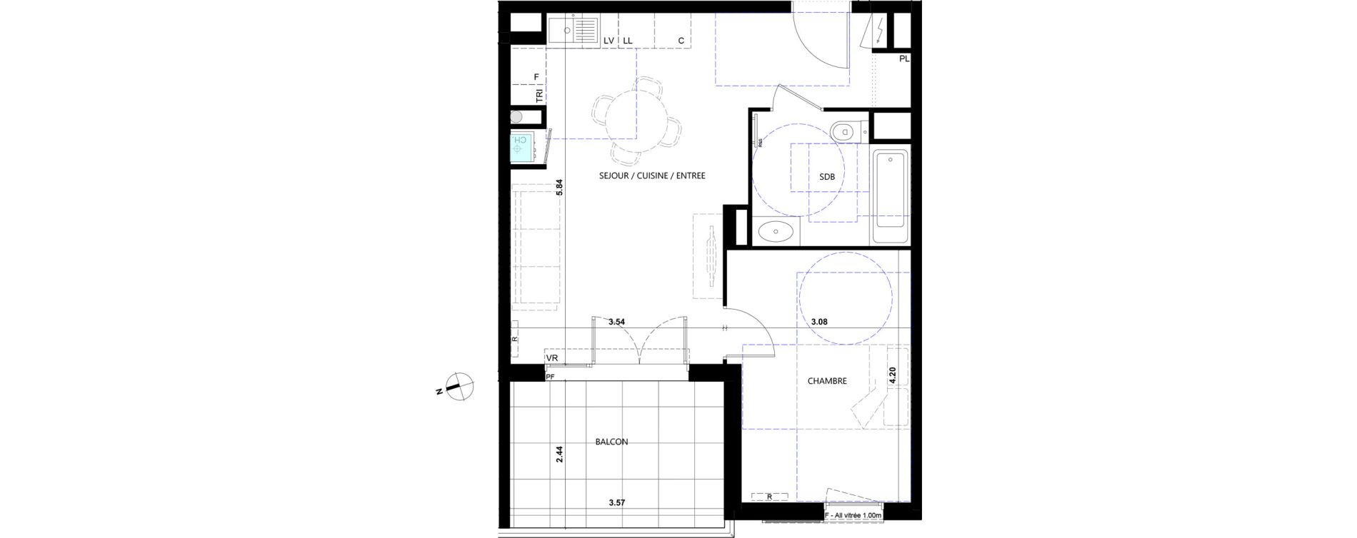 Appartement T2 de 43,19 m2 &agrave; La Trinit&eacute; Le rostit