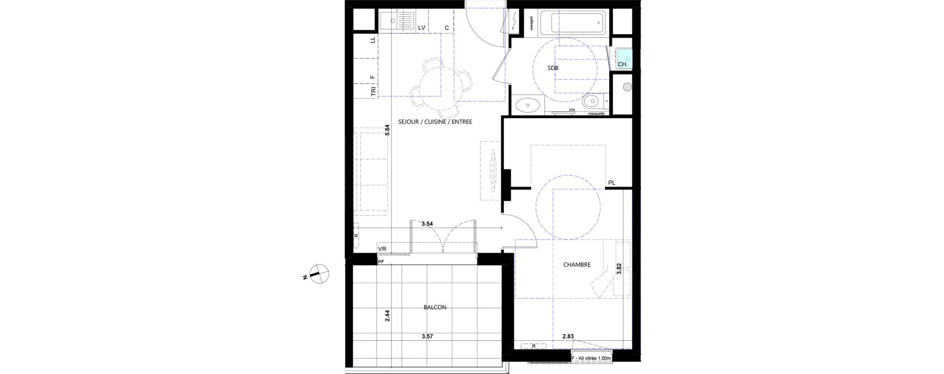 Appartement T2 de 43,29 m2 &agrave; La Trinit&eacute; Le rostit