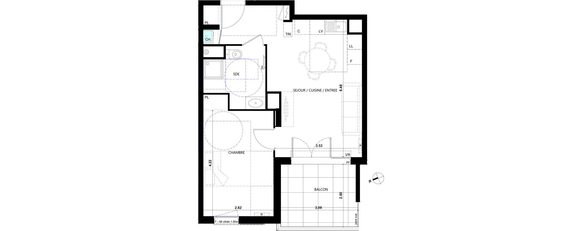 Appartement T2 de 41,46 m2 &agrave; La Trinit&eacute; Le rostit
