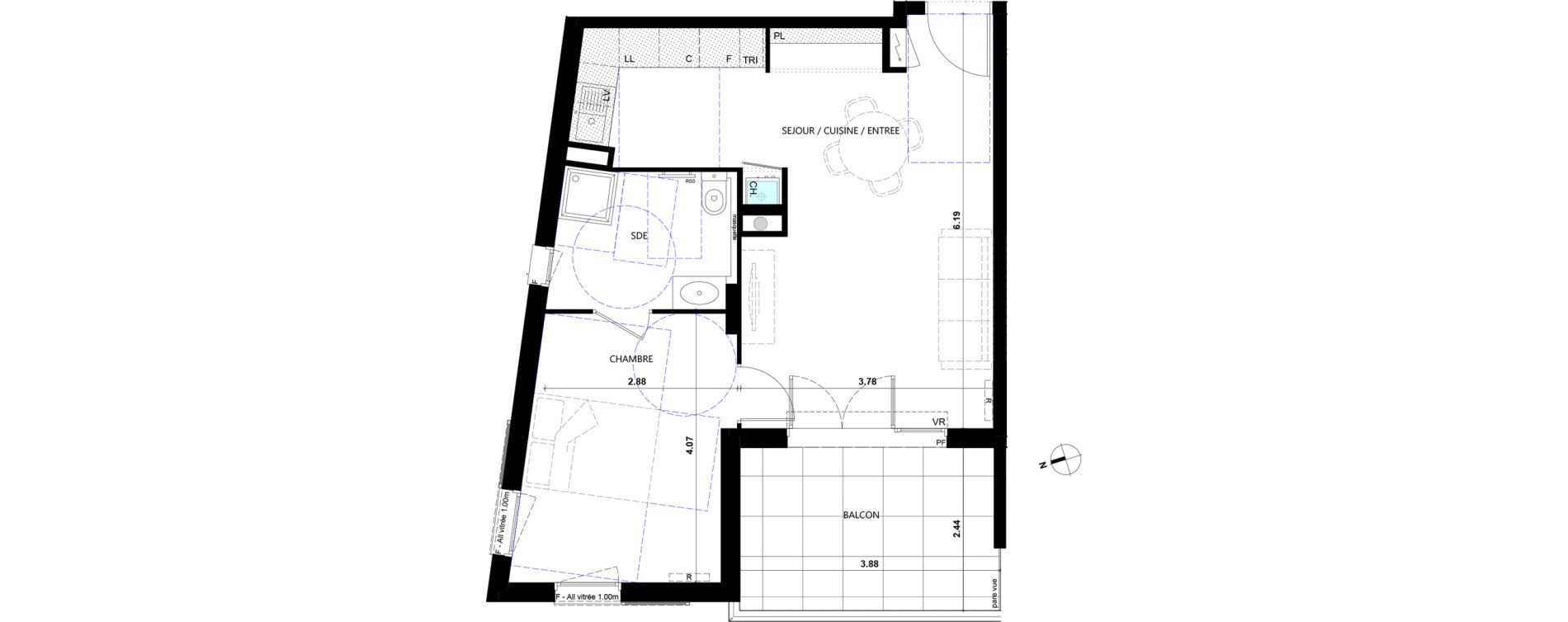 Appartement T2 de 44,89 m2 &agrave; La Trinit&eacute; Le rostit