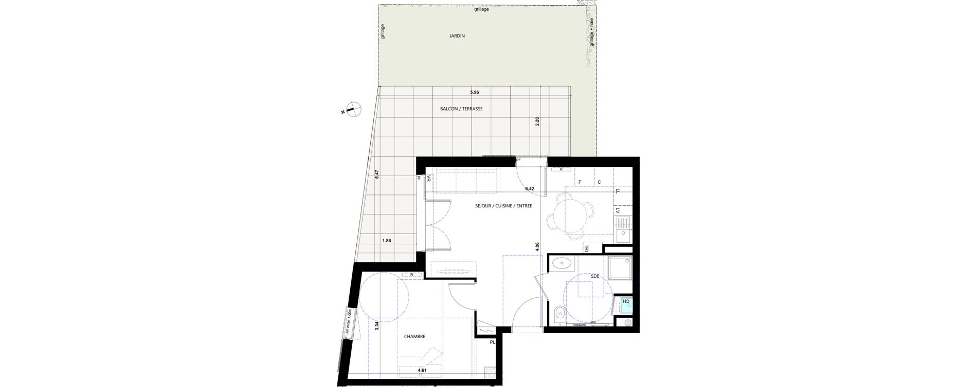 Appartement T2 de 41,58 m2 &agrave; La Trinit&eacute; Le rostit