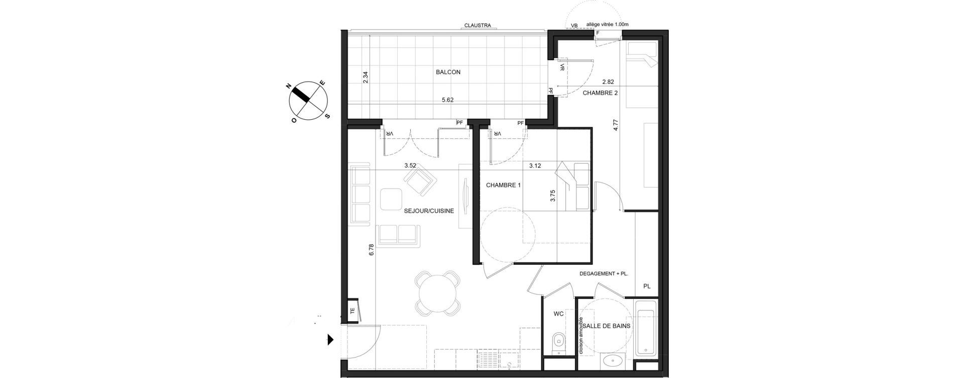 Appartement T3 de 63,43 m2 à La Trinité Centre