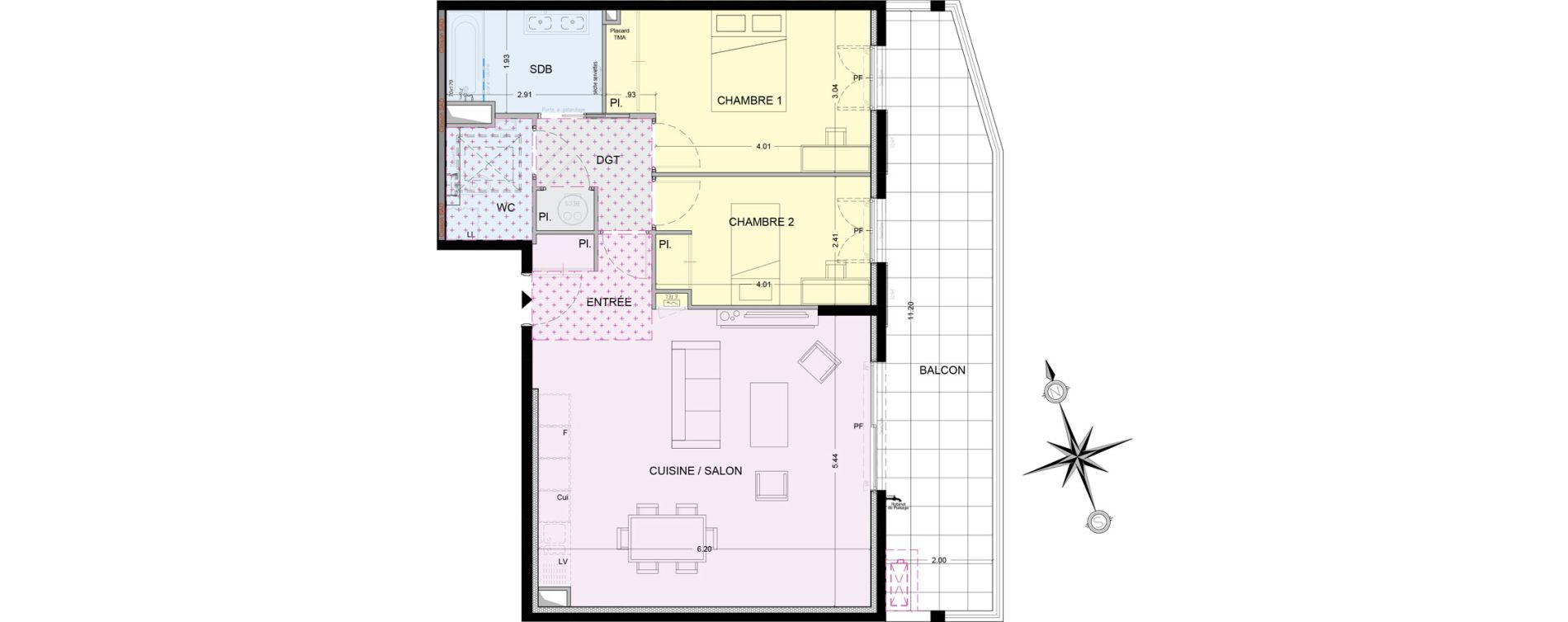 Appartement T3 de 74,28 m2 &agrave; La Turbie Centre