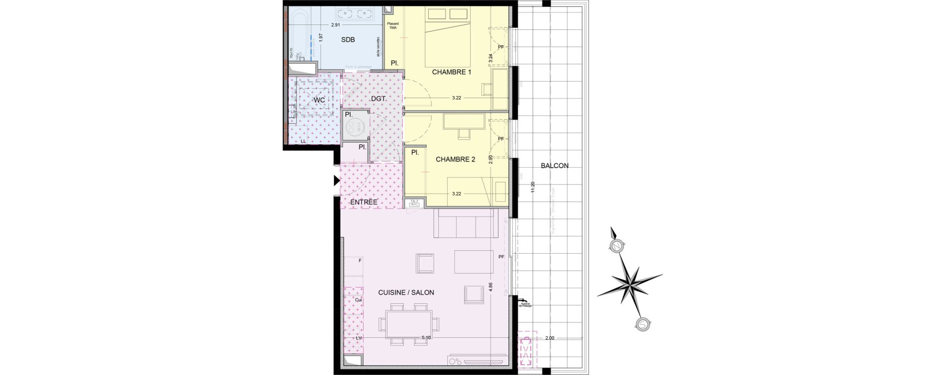 Appartement T3 de 62,07 m2 &agrave; La Turbie Centre