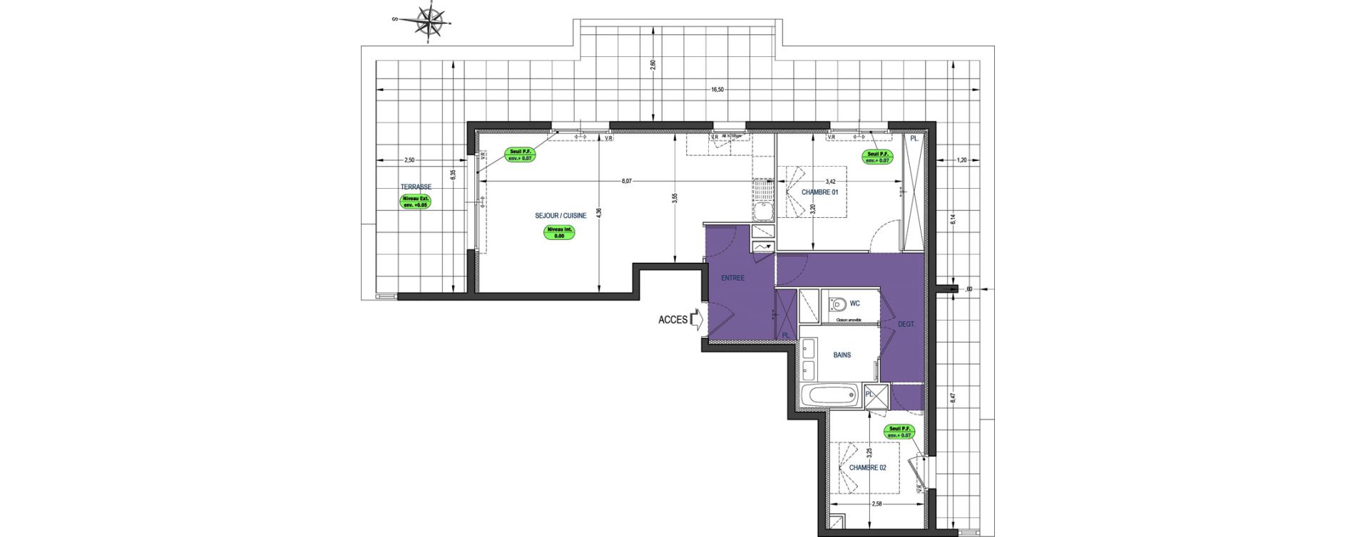 Appartement T3 de 70,60 m2 au Cannet Centre
