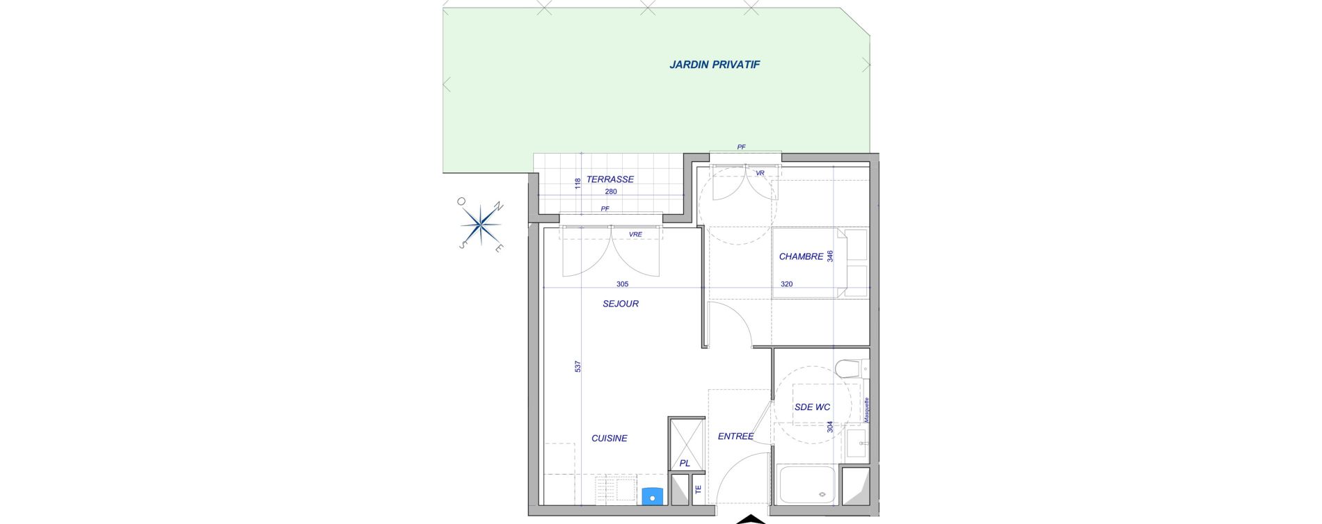 Appartement T2 de 36,20 m2 au Cannet Tignes et s&eacute;vign&eacute;