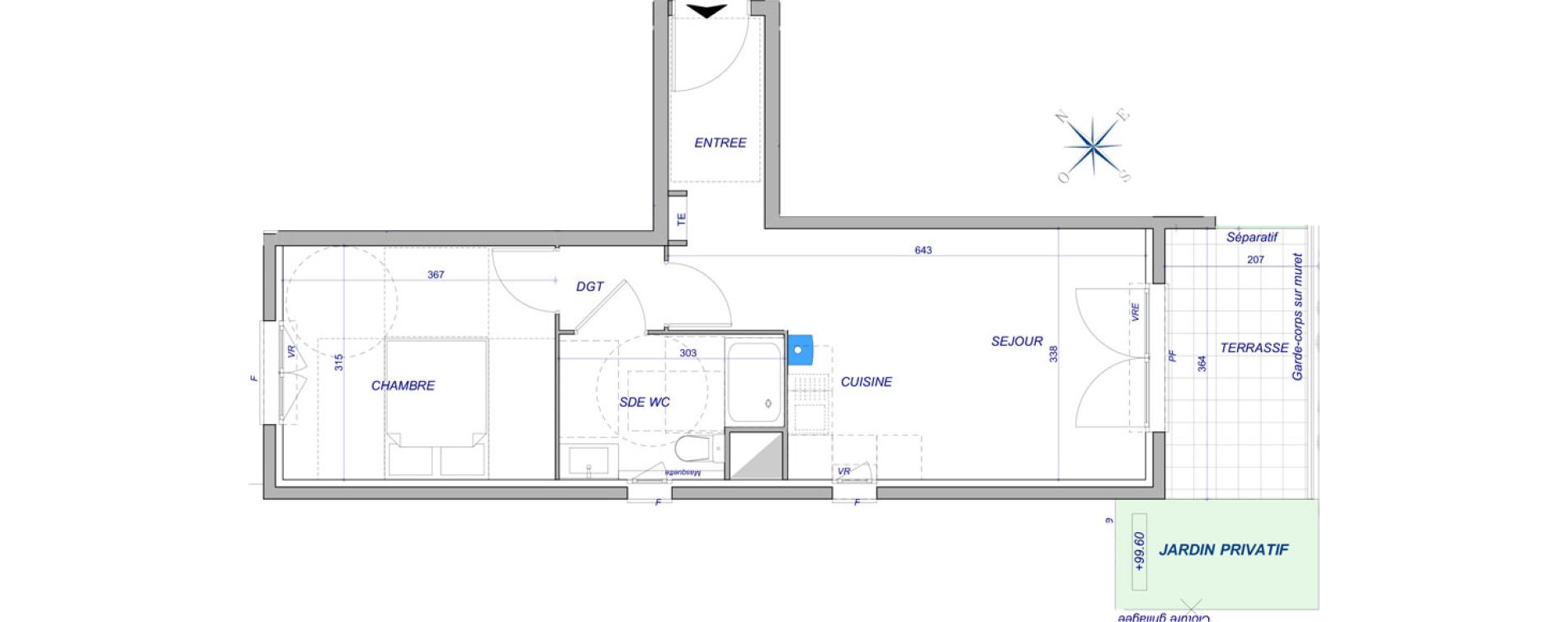 Appartement T2 de 40,25 m2 au Cannet Tignes et s&eacute;vign&eacute;