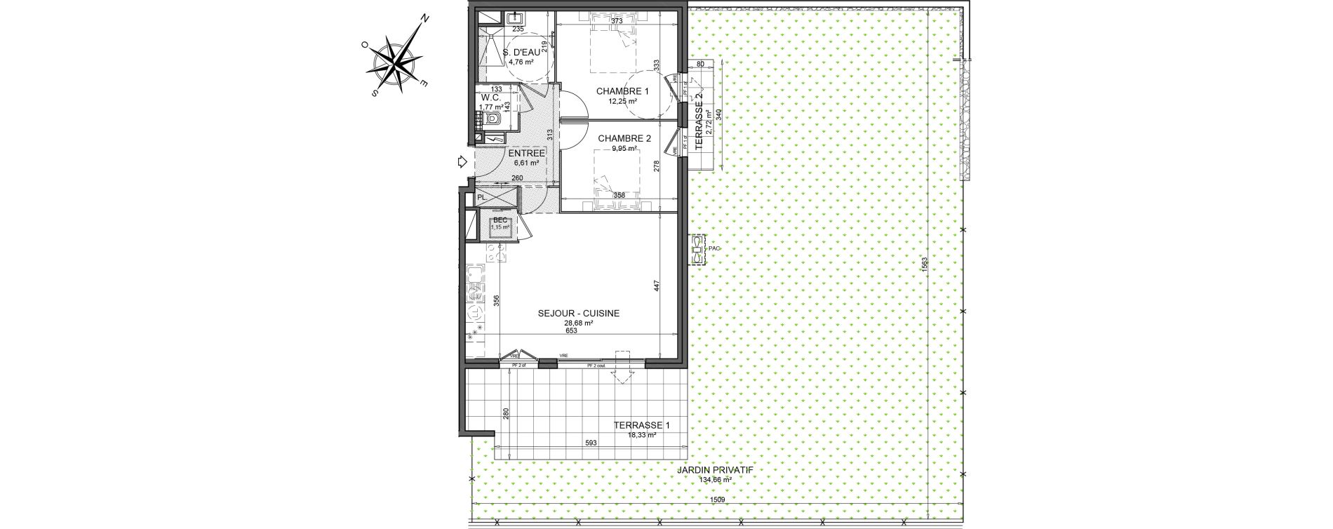 Appartement T3 de 65,17 m2 au Cannet Centre