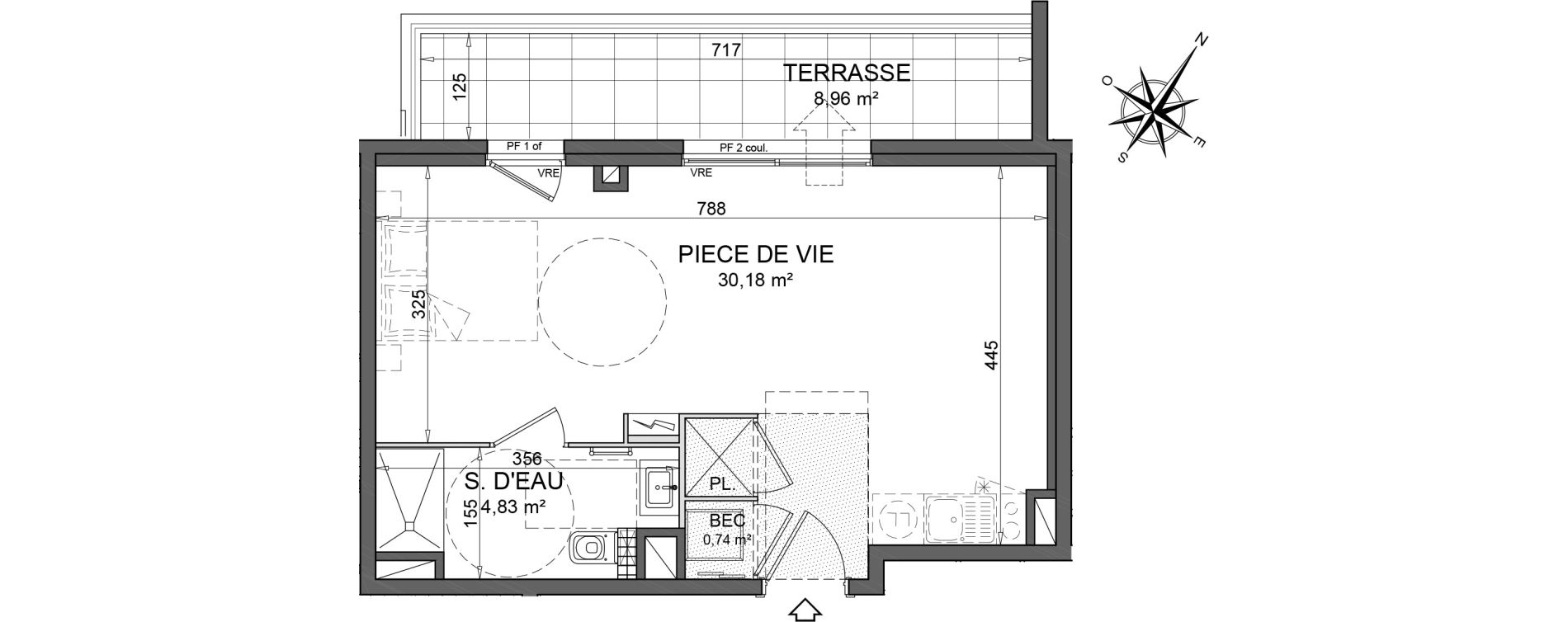 Appartement T1 de 35,75 m2 au Cannet Centre