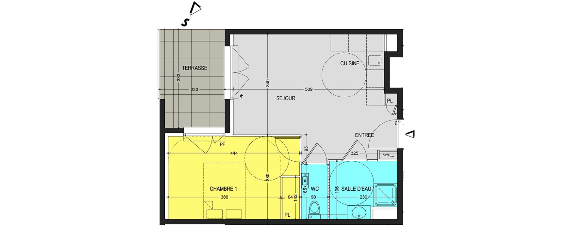 Appartement T2 de 38,75 m2 au Cannet Centre