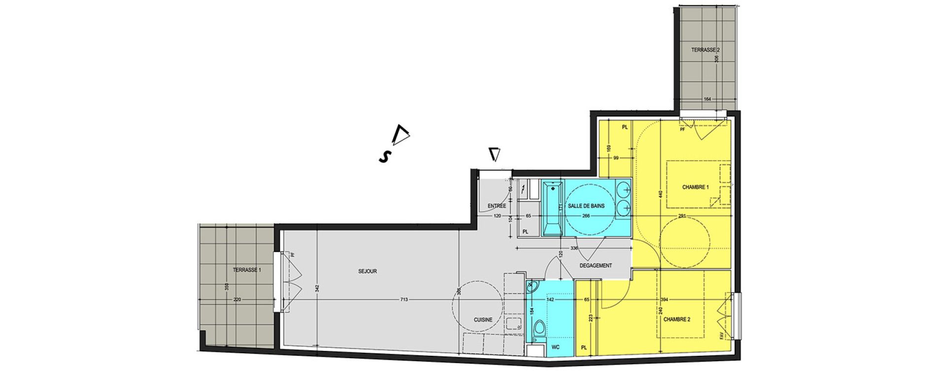 Appartement T3 de 64,57 m2 au Cannet Centre