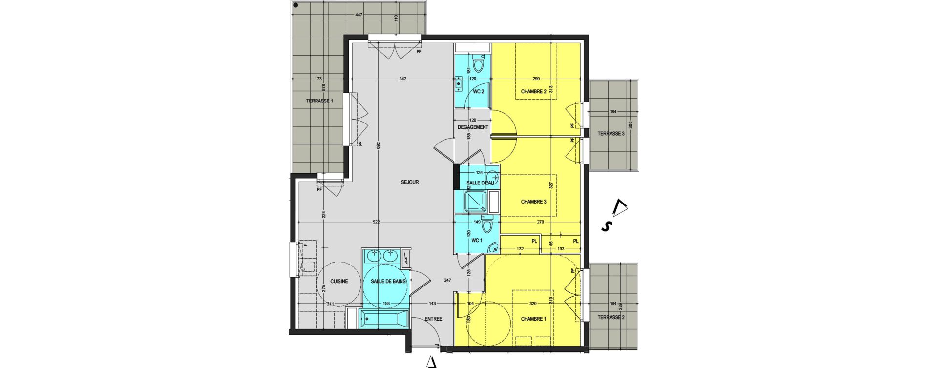 Appartement T4 de 83,55 m2 au Cannet Centre
