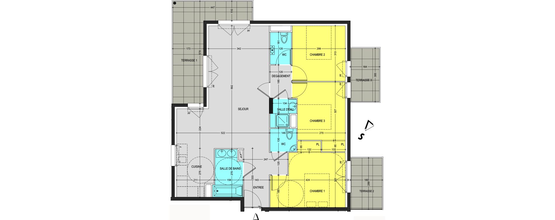 Appartement T4 de 83,55 m2 au Cannet Centre