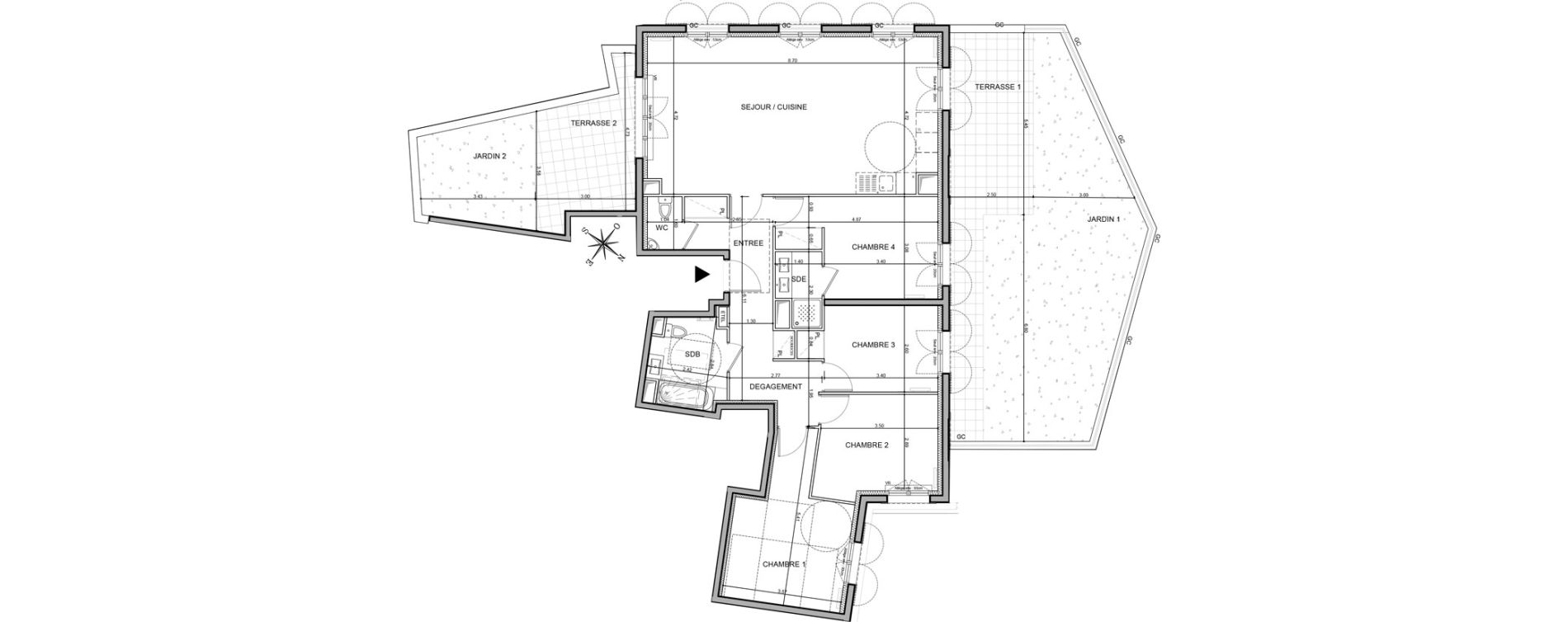 Appartement T5 de 110,77 m2 au Rouret Centre