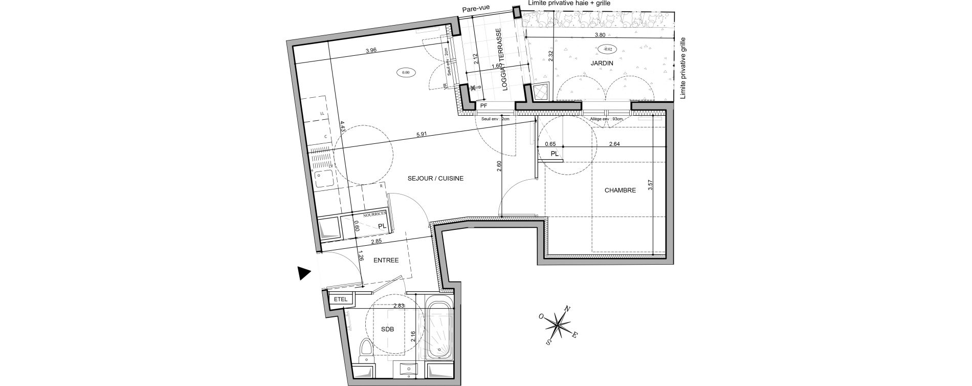 Appartement T2 de 44,95 m2 au Rouret Centre