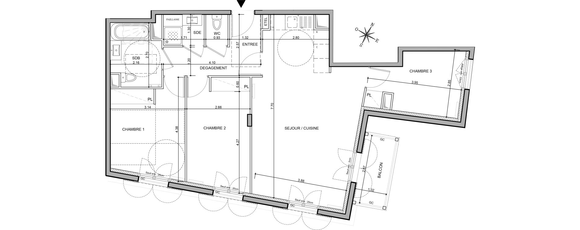 Appartement T3 de 68,49 m2 au Rouret Centre