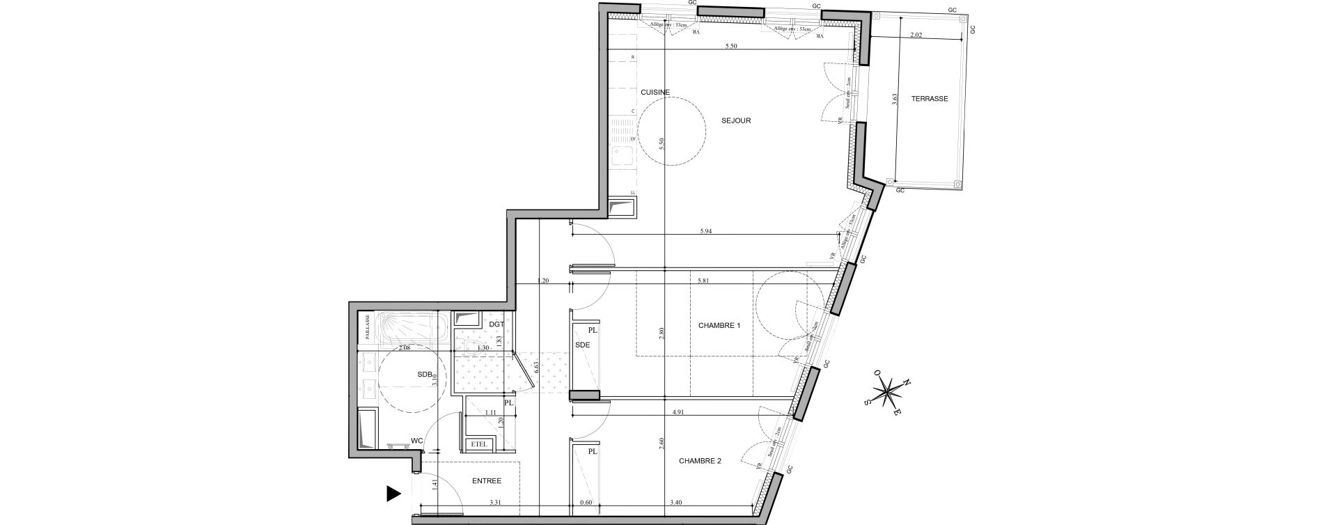 Appartement T4 de 89,57 m2 au Rouret Centre