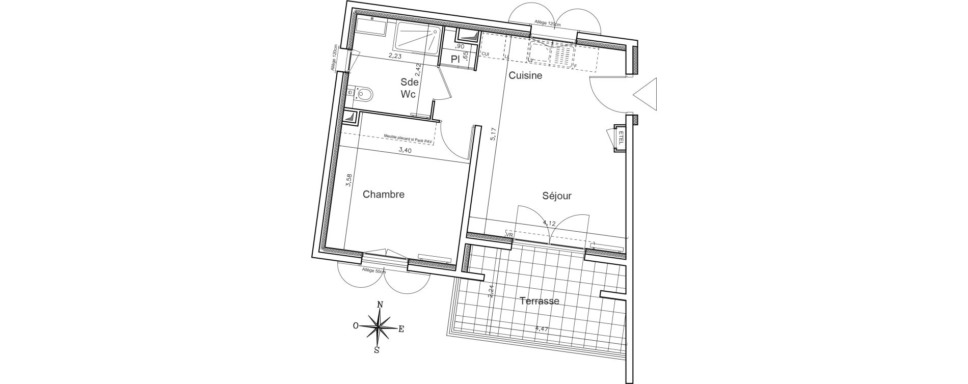 Appartement T2 de 39,49 m2 au Rouret Centre