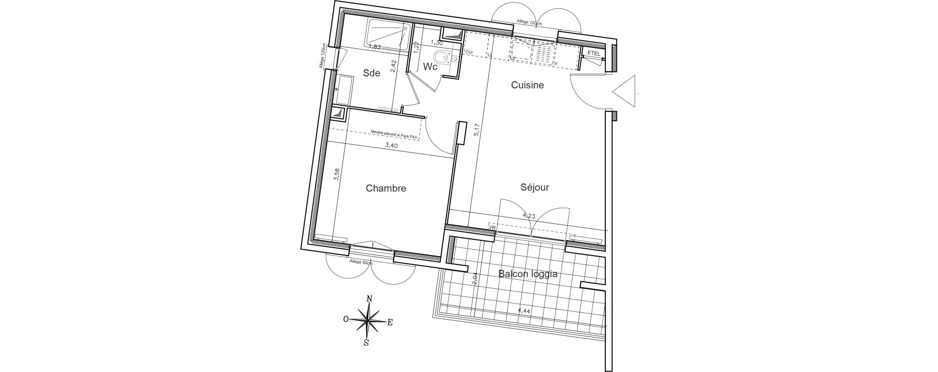 Appartement T2 de 39,60 m2 au Rouret Centre