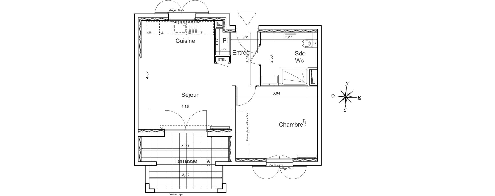 Appartement T2 de 39,67 m2 au Rouret Centre