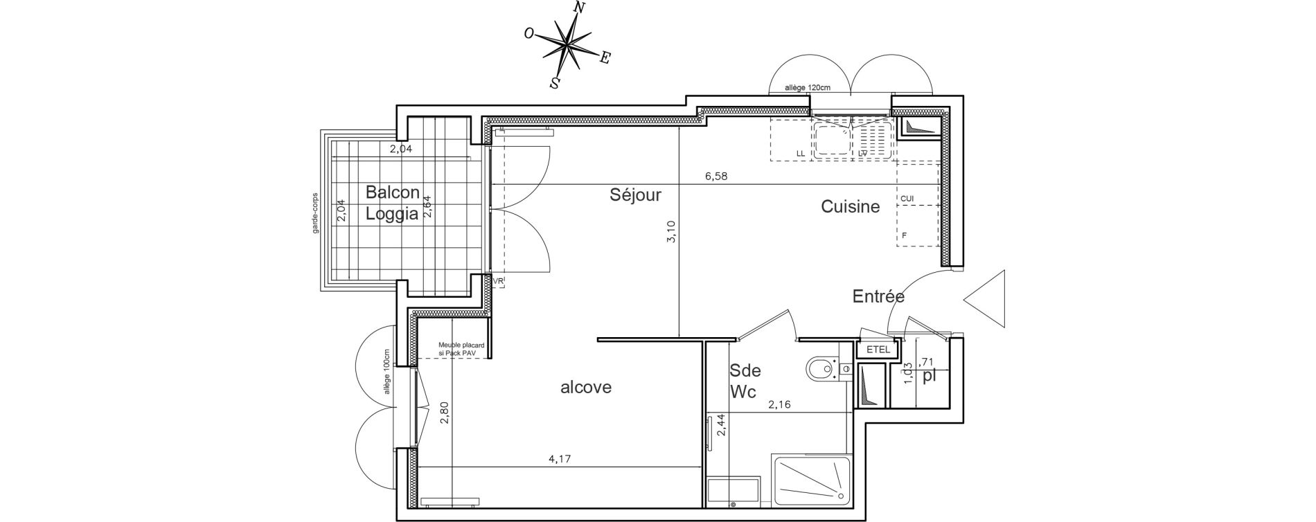 Appartement T2 de 37,53 m2 au Rouret Centre