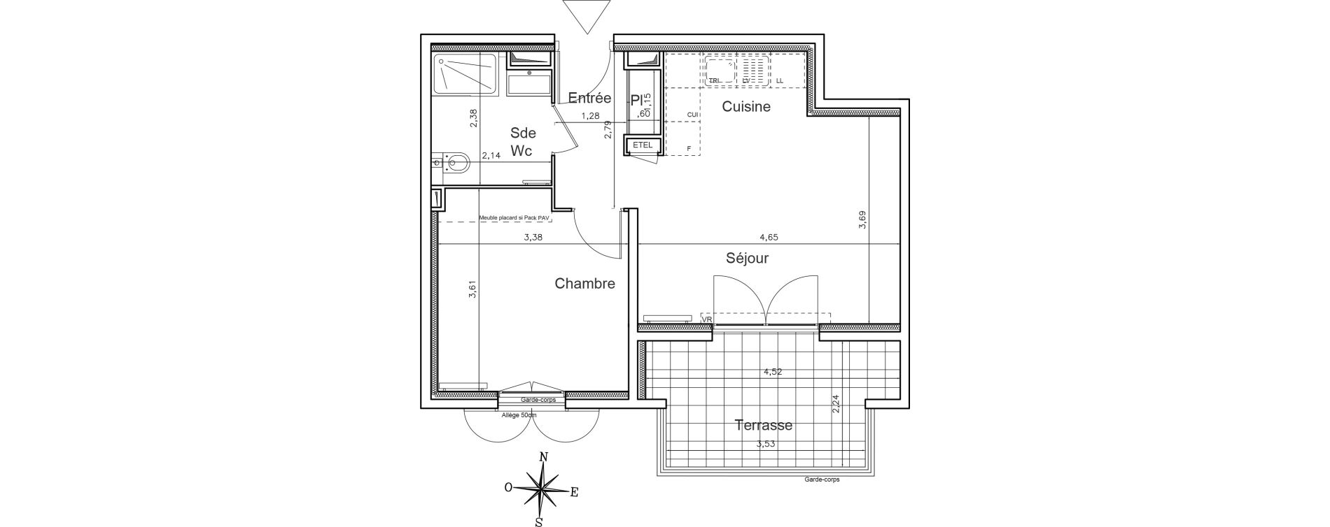 Appartement T2 de 39,94 m2 au Rouret Centre