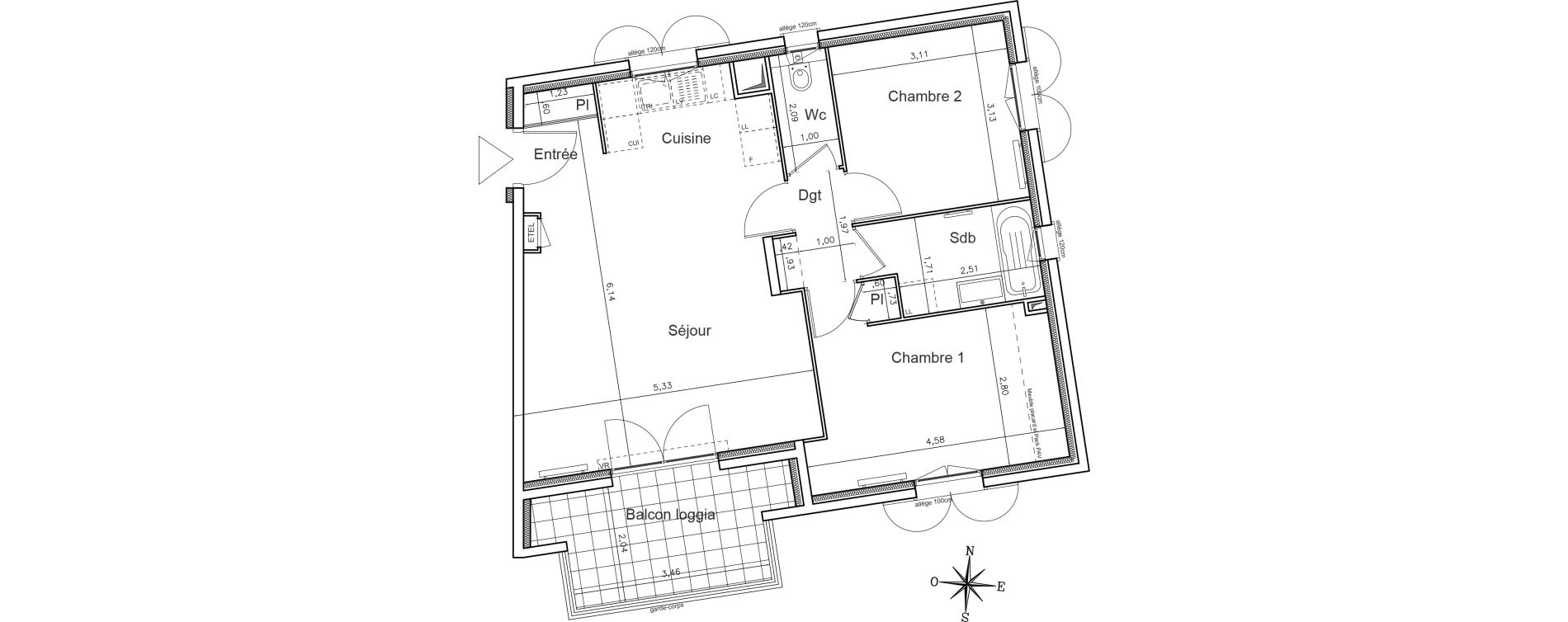 Appartement T3 de 63,32 m2 au Rouret Centre