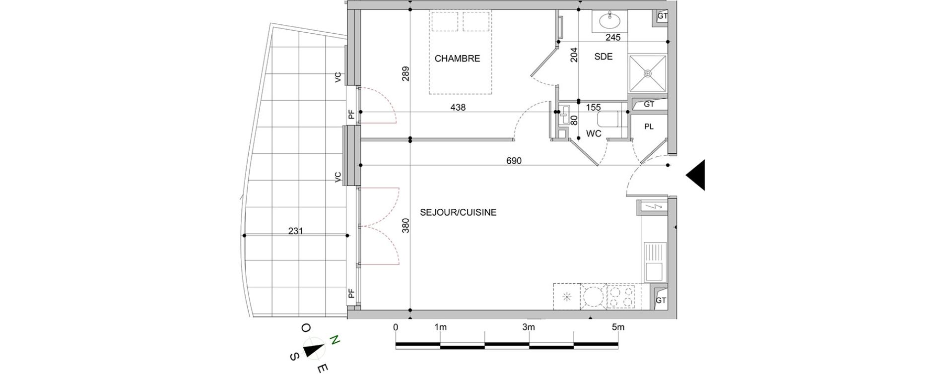 Appartement T2 de 44,81 m2 &agrave; Mandelieu-La-Napoule Centre