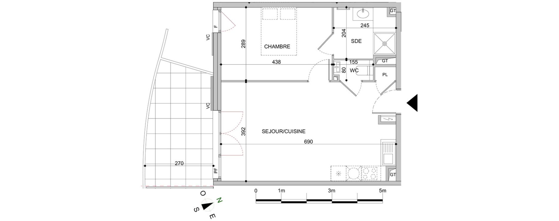 Appartement T2 de 45,68 m2 &agrave; Mandelieu-La-Napoule Centre