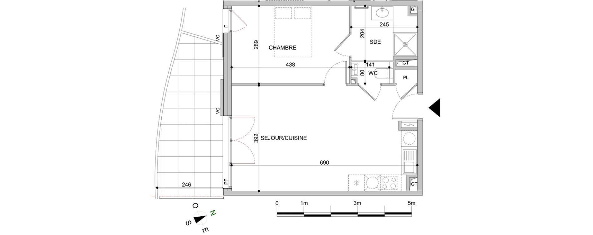 Appartement T2 de 45,68 m2 &agrave; Mandelieu-La-Napoule Centre
