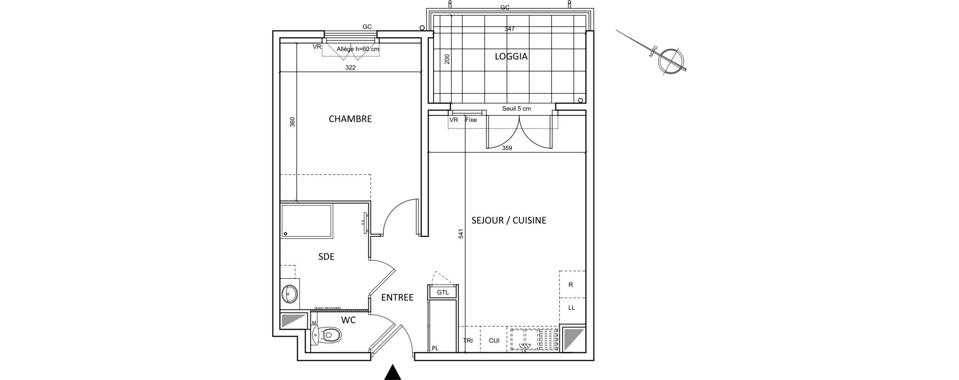 Appartement T2 de 40,77 m2 &agrave; Menton Centre