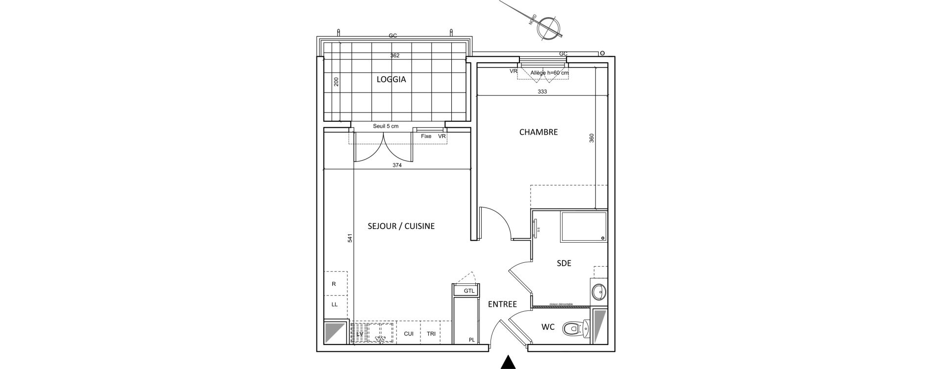 Appartement T2 de 42,57 m2 &agrave; Menton Centre