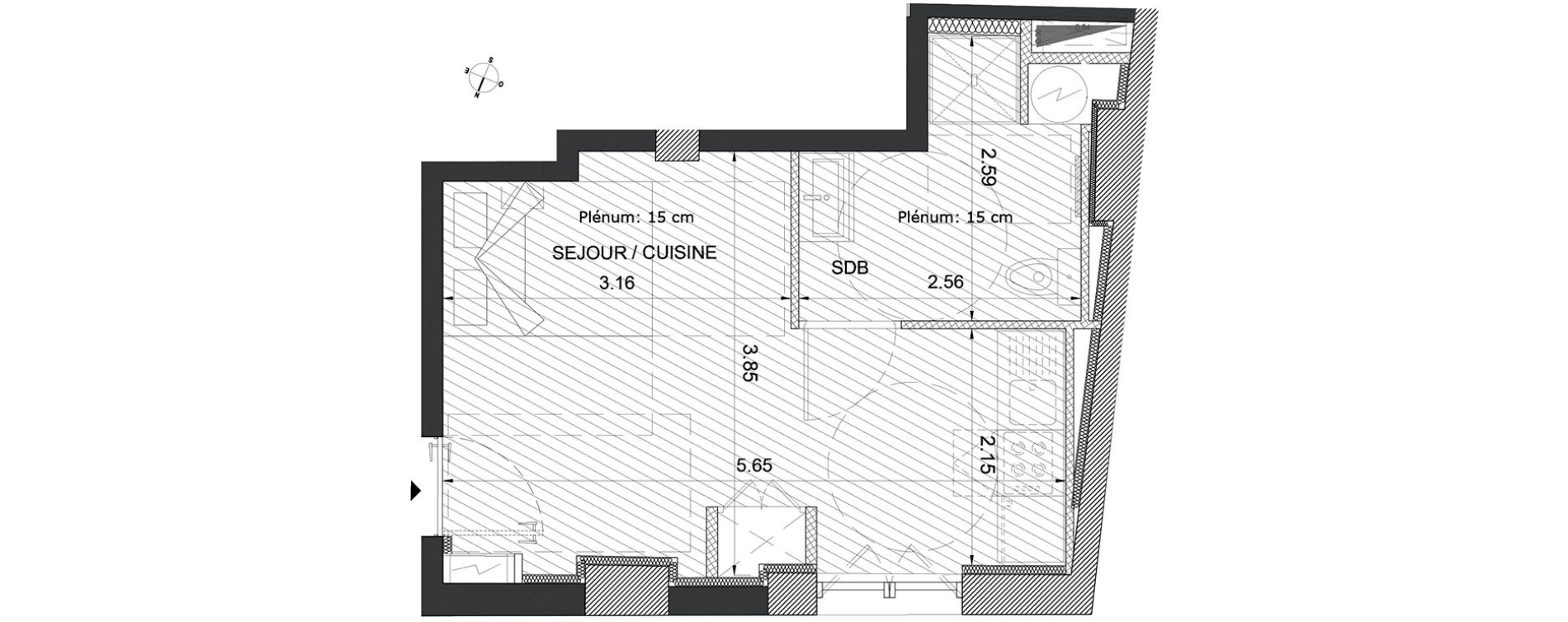 Appartement T1 de 22,20 m2 &agrave; Menton Centre