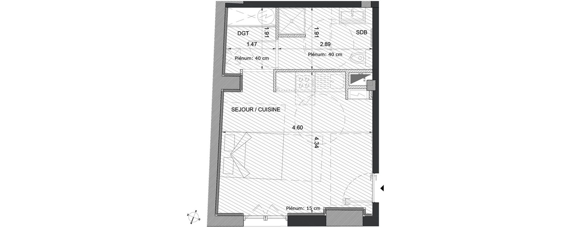 Appartement T1 de 27,50 m2 &agrave; Menton Centre
