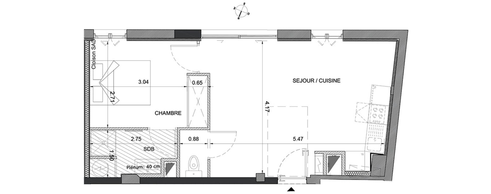 Appartement T2 de 38,20 m2 à Menton Centre