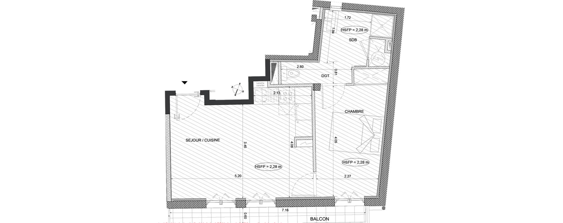 Appartement T2 de 37,20 m2 à Menton Centre