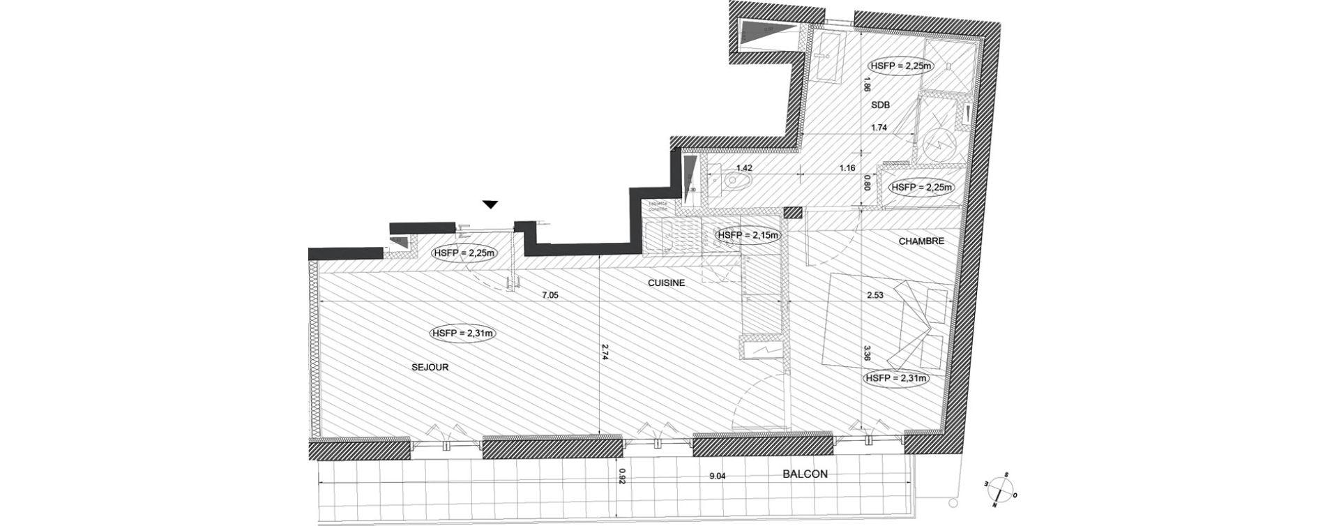 Appartement T2 de 37,10 m2 &agrave; Menton Centre