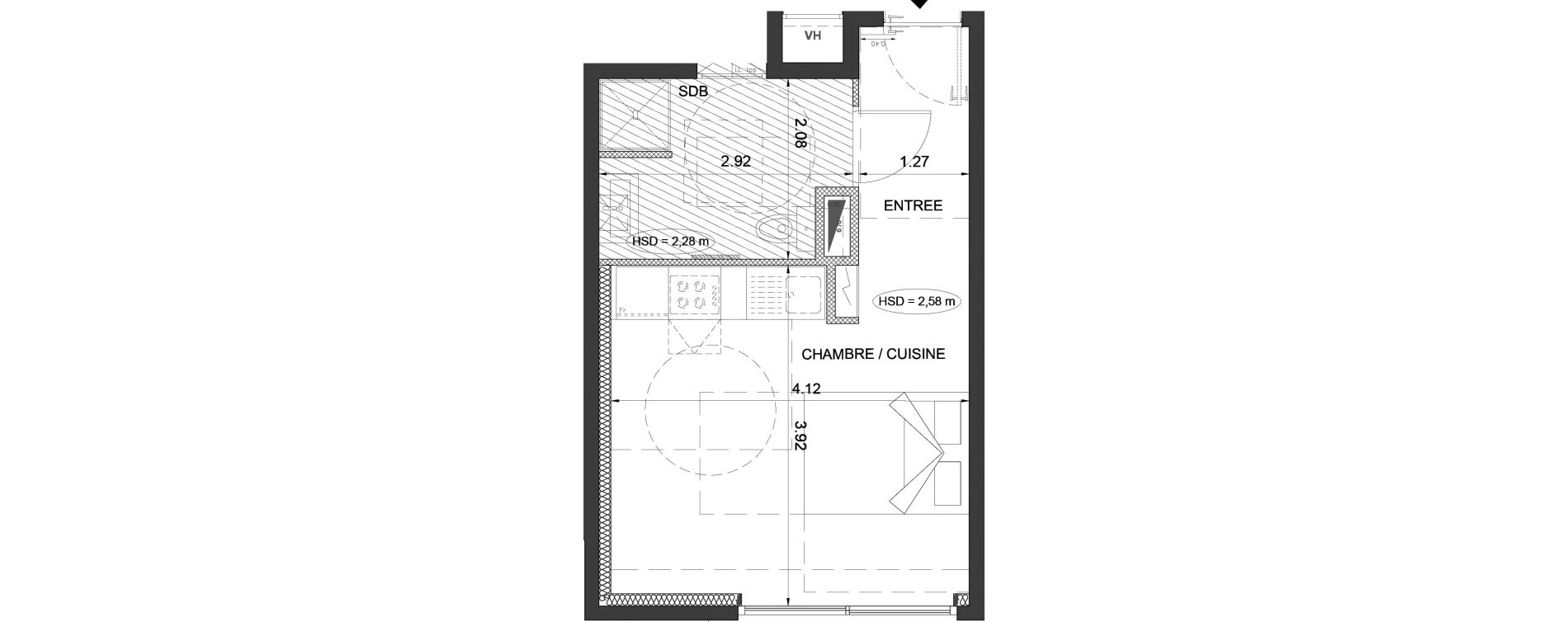 Appartement T1 de 25,20 m2 &agrave; Menton Centre